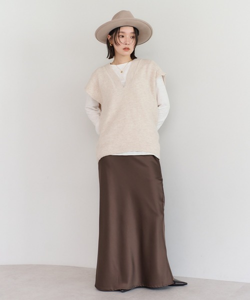 セール】ディープVネックニットベスト（ベスト）｜Bonjour Sagan