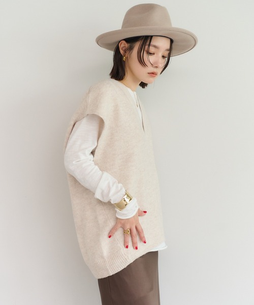 セール】ディープVネックニットベスト（ベスト）｜Bonjour Sagan