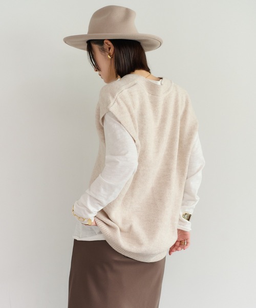 セール】ディープVネックニットベスト（ベスト）｜Bonjour Sagan