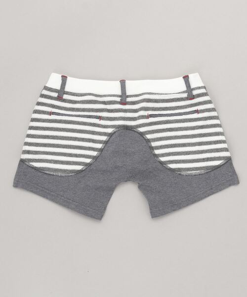 OVER THE TWELVE(オーバーザトゥウェルブ)の「OVER THE TWELVE/オーバーザトェルブ/ボーダーベア天竺NEW POCKET 付きBOXER(その他アンダーウェア/インナー・メンズ・グリーン/チャコール・M/L)」の4枚目の写真