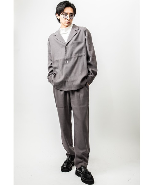 Beno（ビーノ）の「【セットアップ】モールスキン テーラードシャツ × イージースラックス（セットアップ・メンズ・ブラック/グレー/チャコールグレー/ブラウン/ネイビー・M/L）」の3枚目の写真