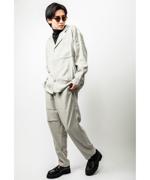 Beno（ビーノ）の「【セットアップ】モールスキン テーラードシャツ × イージースラックス（セットアップ・メンズ・ブラック/グレー/チャコールグレー/ブラウン/ネイビー・M/L）」の15枚目の写真