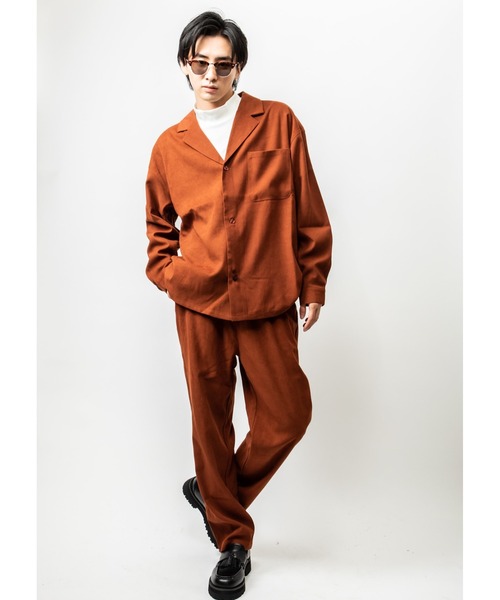 Beno（ビーノ）の「【セットアップ】モールスキン テーラードシャツ × イージースラックス（セットアップ・メンズ・ブラック/グレー/チャコールグレー/ブラウン/ネイビー・M/L）」の12枚目の写真