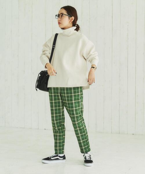 coen（コーエン）の「やみつきジョガーあったかチェックパンツ#（スラックス・レディース・ターコイズブルー/ベージュ/ケリー/ネイビー・M/L/S）」の16枚目の写真