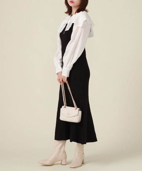 archives（アルシーヴ）の「ケープカラーマーメイドニットワンピース（ワンピース・レディース・グリーン/ブラック/グレー・MEDIUM）」の2枚目の写真