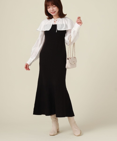 archives（アルシーヴ）の「ケープカラーマーメイドニットワンピース（ワンピース・レディース・グリーン/ブラック/グレー・MEDIUM）」の18枚目の写真