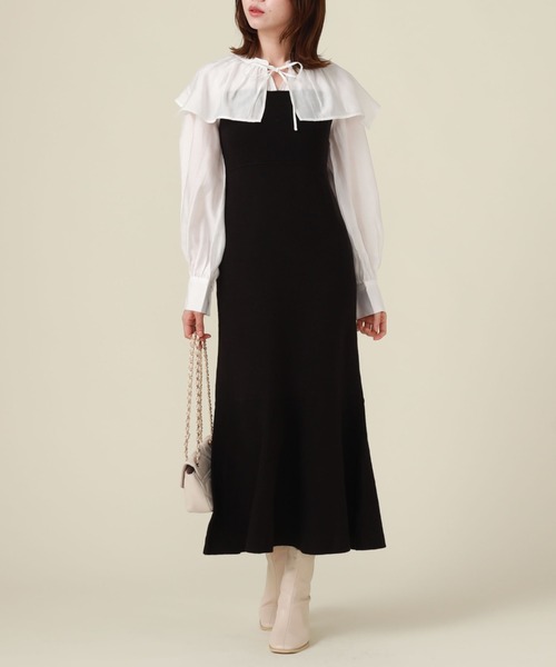 archives（アルシーヴ）の「ケープカラーマーメイドニットワンピース（ワンピース・レディース・グリーン/ブラック/グレー・MEDIUM）」の15枚目の写真