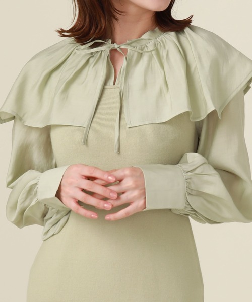 archives（アルシーヴ）の「ケープカラーマーメイドニットワンピース（ワンピース・レディース・グリーン/ブラック/グレー・MEDIUM）」の6枚目の写真