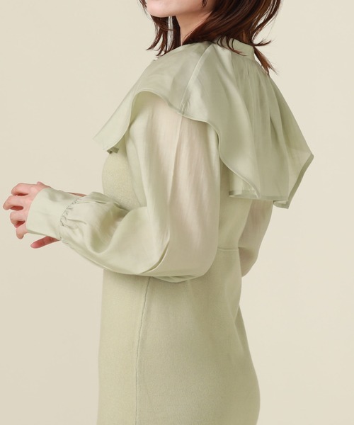 archives（アルシーヴ）の「ケープカラーマーメイドニットワンピース（ワンピース・レディース・グリーン/ブラック/グレー・MEDIUM）」の7枚目の写真