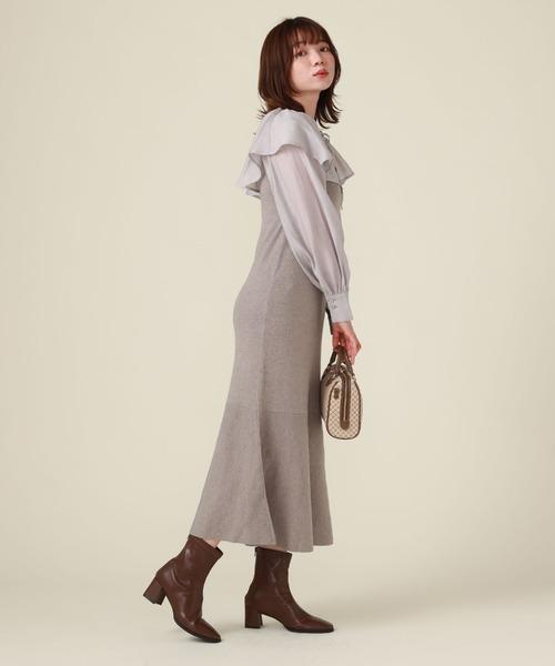 archives（アルシーヴ）の「ケープカラーマーメイドニットワンピース（ワンピース・レディース・グリーン/ブラック/グレー・MEDIUM）」の11枚目の写真