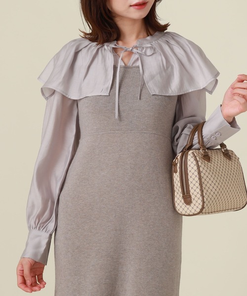 archives（アルシーヴ）の「ケープカラーマーメイドニットワンピース（ワンピース・レディース・グリーン/ブラック/グレー・MEDIUM）」の12枚目の写真