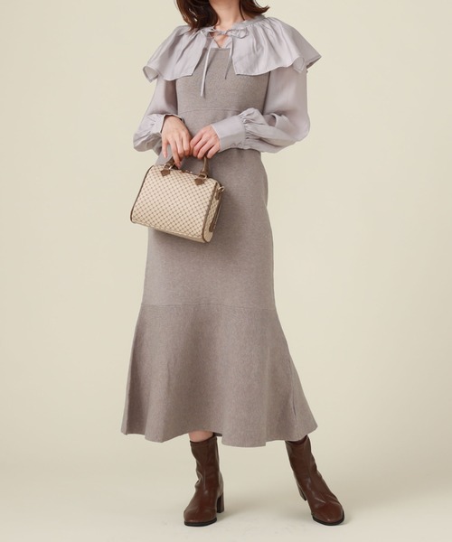 archives（アルシーヴ）の「ケープカラーマーメイドニットワンピース（ワンピース・レディース・グリーン/ブラック/グレー・MEDIUM）」の9枚目の写真