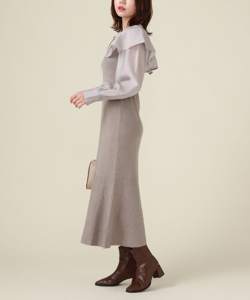 archives（アルシーヴ）の「ケープカラーマーメイドニットワンピース（ワンピース・レディース・グリーン/ブラック/グレー・MEDIUM）」の10枚目の写真