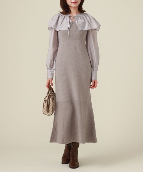 archives（アルシーヴ）の「ケープカラーマーメイドニットワンピース（ワンピース・レディース・グリーン/ブラック/グレー・MEDIUM）」の8枚目の写真