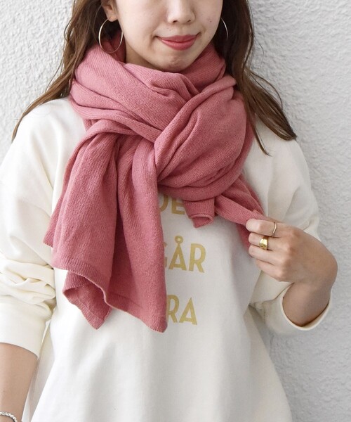 SHIPS any(シップス エニィ)の「SHIPS any: ニット ストール◇(ストール/ショール・レディース・ライトグレー/ベージュ/ピンク・ONE SIZE)」の3枚目の写真