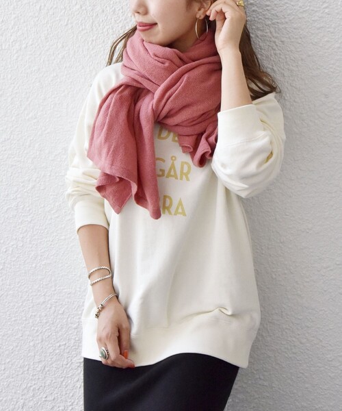 SHIPS any(シップス エニィ)の「SHIPS any: ニット ストール◇(ストール/ショール・レディース・ライトグレー/ベージュ/ピンク・ONE SIZE)」の5枚目の写真
