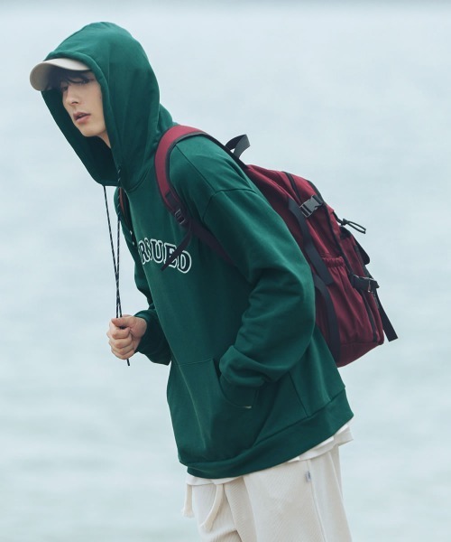 Auntie Rosa（アンティローザ）の「【Shoowtime】ビックシルエット プルオーバーパーカー Big silhouette hoodie（パーカー・レディース・グリーン/バーガンディー・LARGE/MEDIUM/X-LARGE）」の8枚目の写真