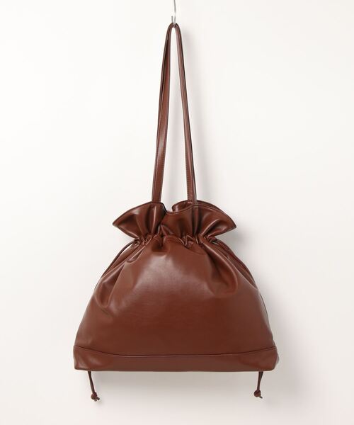 styiro（スタイロ）の「ドロスト エコレザー 巾着 トートバッグ（トートバッグ・レディース・ブラウン/ブラック/アイボリー・FREE）」の11枚目の写真