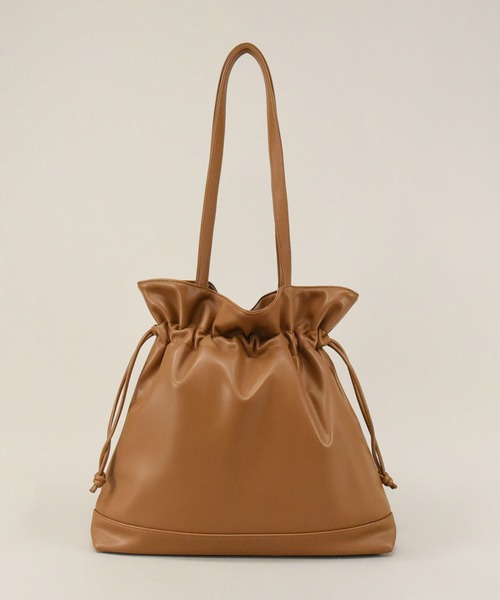 styiro（スタイロ）の「ドロスト エコレザー 巾着 トートバッグ（トートバッグ・レディース・ブラウン/ブラック/アイボリー・FREE）」の17枚目の写真