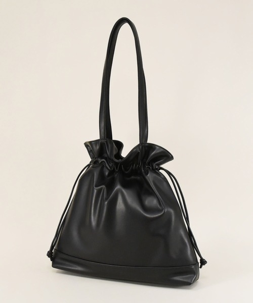 styiro（スタイロ）の「ドロスト エコレザー 巾着 トートバッグ（トートバッグ・レディース・ブラウン/ブラック/アイボリー・FREE）」の20枚目の写真