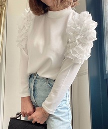 M y u | フラワー スリーブ プルオーバー(Tシャツ/カットソー)