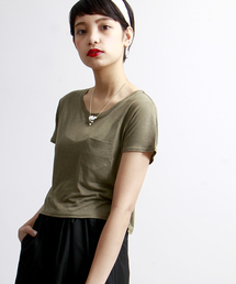 WEGO | WEGO/リネンモダールUネックショートTシャツ(Tシャツ/カットソー)