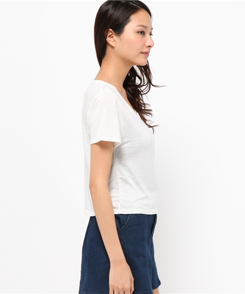 WEGO（ウィゴー）の「WEGO/リネンモダールUネックショートTシャツ（Tシャツ/カットソー・レディース・ホワイト/アイボリー/ホワイト系その他/カーキ・FREE）」の19枚目の写真