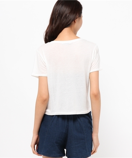 WEGO（ウィゴー）の「WEGO/リネンモダールUネックショートTシャツ（Tシャツ/カットソー・レディース・ホワイト/アイボリー/ホワイト系その他/カーキ・FREE）」の12枚目の写真