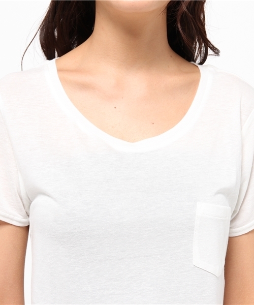 WEGO（ウィゴー）の「WEGO/リネンモダールUネックショートTシャツ（Tシャツ/カットソー・レディース・ホワイト/アイボリー/ホワイト系その他/カーキ・FREE）」の13枚目の写真