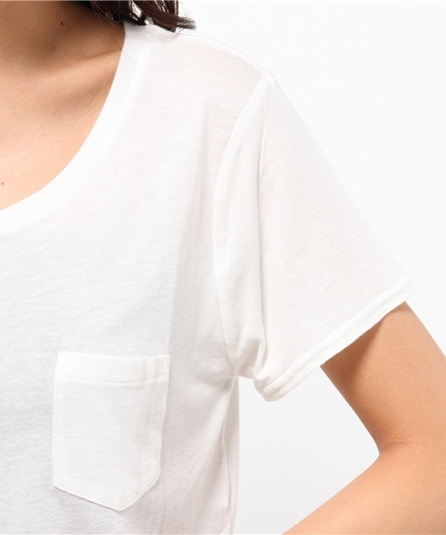 WEGO（ウィゴー）の「WEGO/リネンモダールUネックショートTシャツ（Tシャツ/カットソー・レディース・ホワイト/アイボリー/ホワイト系その他/カーキ・FREE）」の14枚目の写真