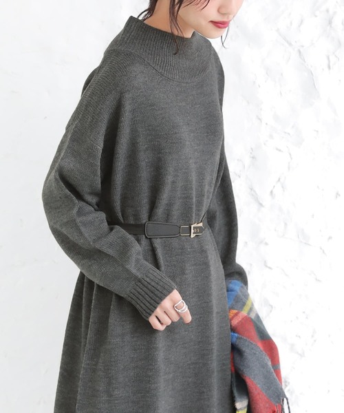 n'OrLABEL（ノアールレーベル）の「『ボトルネック風ニットワンピース』（ワンピース・レディース・チャコールグレー/プラム/ブルーグリーン/ベージュ/ブラック・FREE）」の10枚目の写真