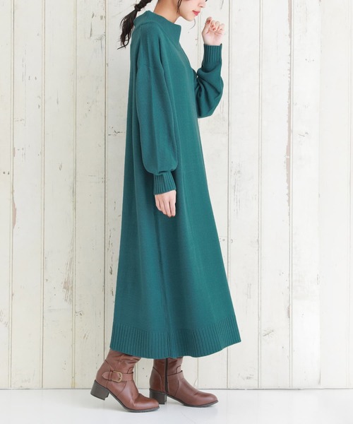 n'OrLABEL（ノアールレーベル）の「『ボトルネック風ニットワンピース』（ワンピース・レディース・チャコールグレー/プラム/ブルーグリーン/ベージュ/ブラック・FREE）」の6枚目の写真