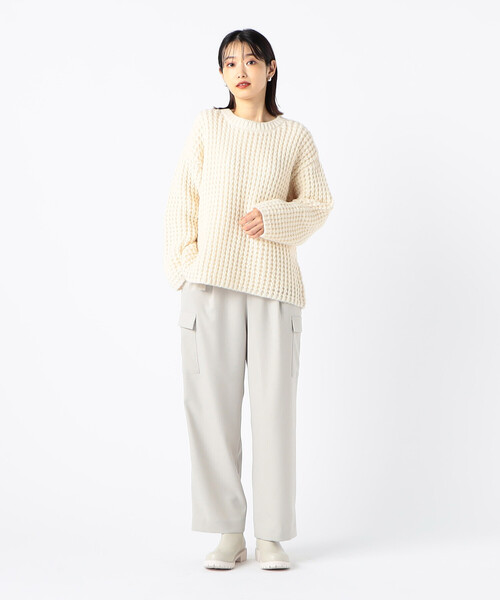 COMME CA ISM（コムサイズム）の「ワッフル編みニット（ニット/セーター・レディース・ライラック/ダークブラウン/アイボリー/グリーン・FREE）」の6枚目の写真