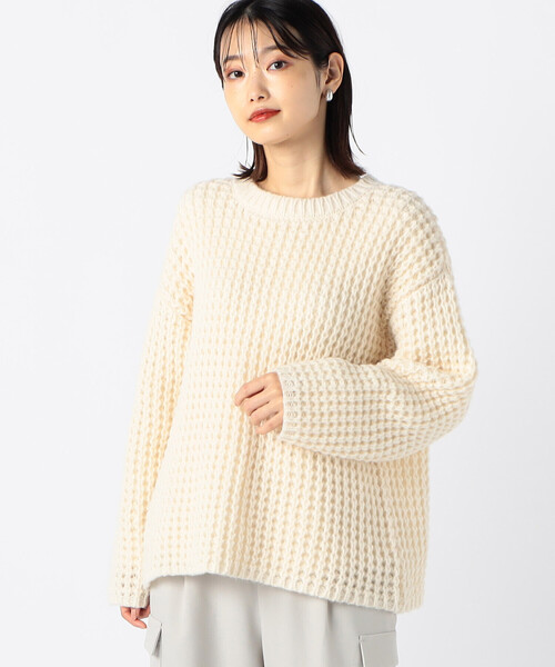 COMME CA ISM（コムサイズム）の「ワッフル編みニット（ニット/セーター・レディース・ライラック/ダークブラウン/アイボリー/グリーン・FREE）」の8枚目の写真