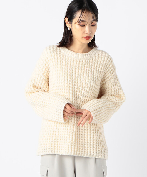COMME CA ISM（コムサイズム）の「ワッフル編みニット（ニット/セーター・レディース・ライラック/ダークブラウン/アイボリー/グリーン・FREE）」の9枚目の写真