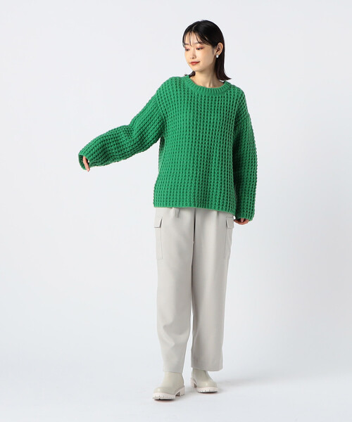 COMME CA ISM（コムサイズム）の「ワッフル編みニット（ニット/セーター・レディース・ライラック/ダークブラウン/アイボリー/グリーン・FREE）」の13枚目の写真