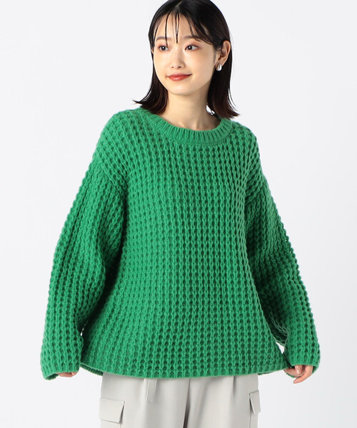COMME CA ISM（コムサイズム）の「ワッフル編みニット（ニット/セーター・レディース・ライラック/ダークブラウン/アイボリー/グリーン・FREE）」の14枚目の写真