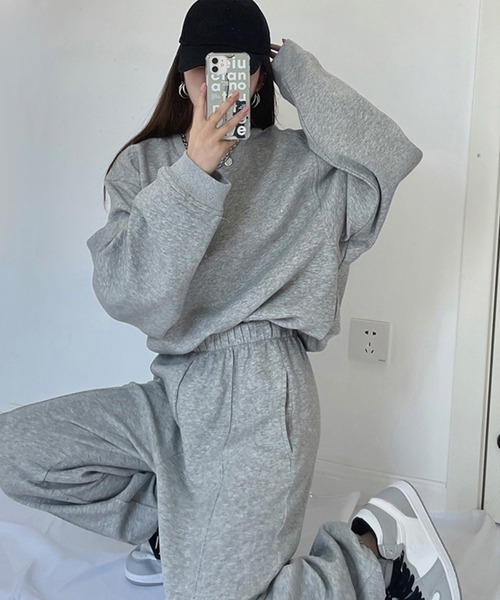 DAY CLOSET（デイ クローゼット）の「【セットアップ】長袖オーバーサイズスウェット+センタープレス入りジョガーパンツセット 上下2点セット レディース（スウェット・レディース・ホワイト/グレー・S/M/L）」の12枚目の写真