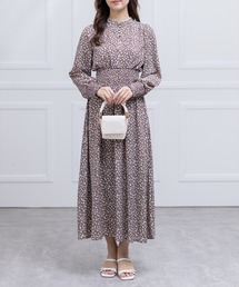 clear | ウエストシャーリング総柄ワンピース≪2022AW新作≫(ワンピース)