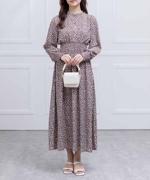 clear（クリア）の「ウエストシャーリング総柄ワンピース（ワンピース・レディース・ブラック/ブラウン・F）」の2枚目の写真