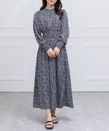 clear | ウエストシャーリング総柄ワンピース≪2022AW新作≫(ワンピース)