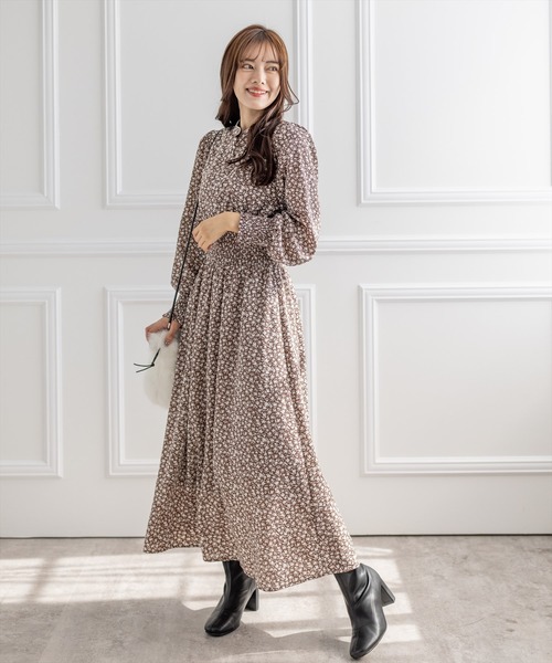 clear（クリア）の「ウエストシャーリング総柄ワンピース（ワンピース・レディース・ブラック/ブラウン・F）」の14枚目の写真