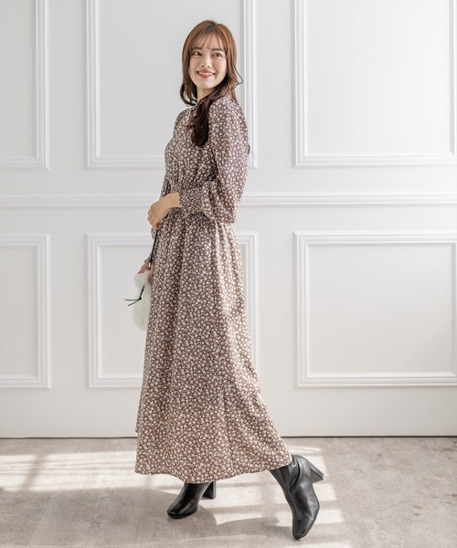 clear（クリア）の「ウエストシャーリング総柄ワンピース（ワンピース・レディース・ブラック/ブラウン・F）」の16枚目の写真