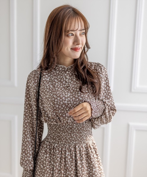 clear（クリア）の「ウエストシャーリング総柄ワンピース（ワンピース・レディース・ブラック/ブラウン・F）」の20枚目の写真