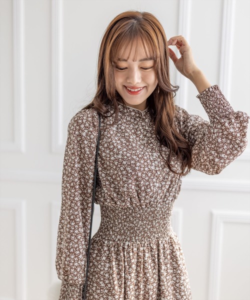 clear（クリア）の「ウエストシャーリング総柄ワンピース（ワンピース・レディース・ブラック/ブラウン・F）」の21枚目の写真