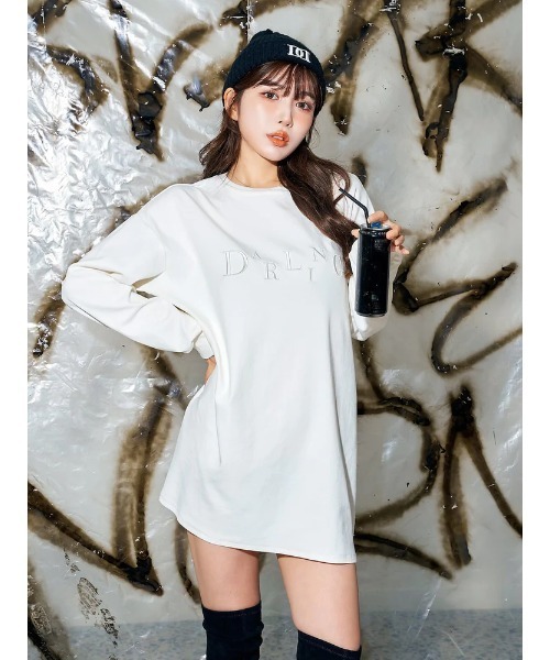 Darich（ダーリッチ）の「DARLINGビッグロングTシャツ（Tシャツ/カットソー・レディース・ピンク/ホワイト/ブラック・FREE）」の12枚目の写真