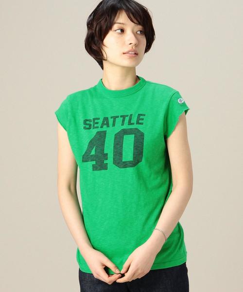 Champion（チャンピオン）の「BYBC Champion キャップスリーブカットソー◆（Tシャツ/カットソー・レディース・ホワイト/ケリー/ネイビー・MEDIUM）」の2枚目の写真