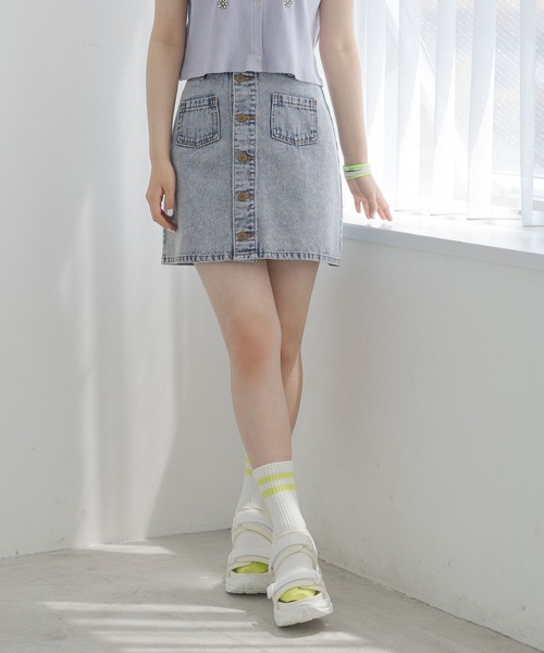 repipi armario（レピピ アルマリオ）の「マエボタンスカパン（スカート・キッズ・ミント/ラベンダー/グリーン系その他/ブルー系その他/アイボリー/ブラック/ブルー系その他2/ケミカルウォッシュ/ホワイト/ブラック系その他・SMALL/MEDIUM/LARGE）」の8枚目の写真