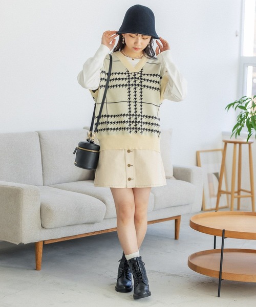 repipi armario（レピピ アルマリオ）の「マエボタンスカパン（スカート・キッズ・ミント/ラベンダー/グリーン系その他/ブルー系その他/アイボリー/ブラック/ブルー系その他2/ケミカルウォッシュ/ホワイト/ブラック系その他・SMALL/MEDIUM/LARGE）」の22枚目の写真