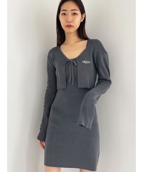 EMODA（エモダ）の「タイニットアンサンブル（ワンピース・レディース・グレー/ブラック/グリーン/ベージュ・FREE）」の3枚目の写真